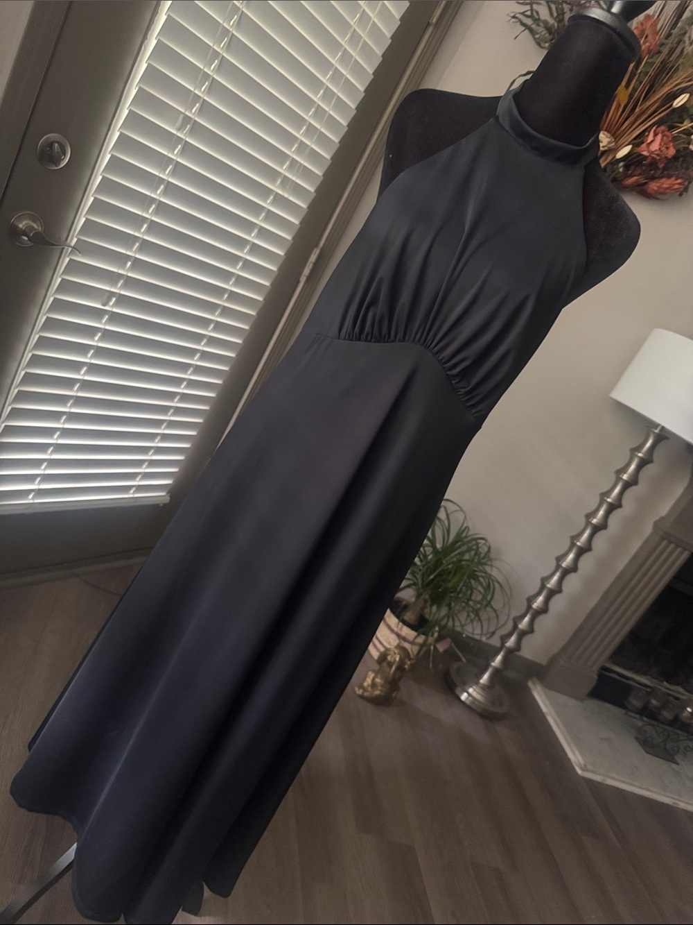 HALARA Black Maxi Dress with High Halter Neck - Picture 1 of 16